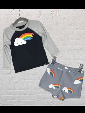 Whistle & Flute Kawaii Rainbow Rashguard Swimsuit
